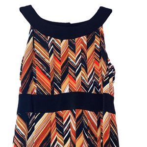 Donna Ricco Dress Size 8 Black/Orange Design Sleeveless